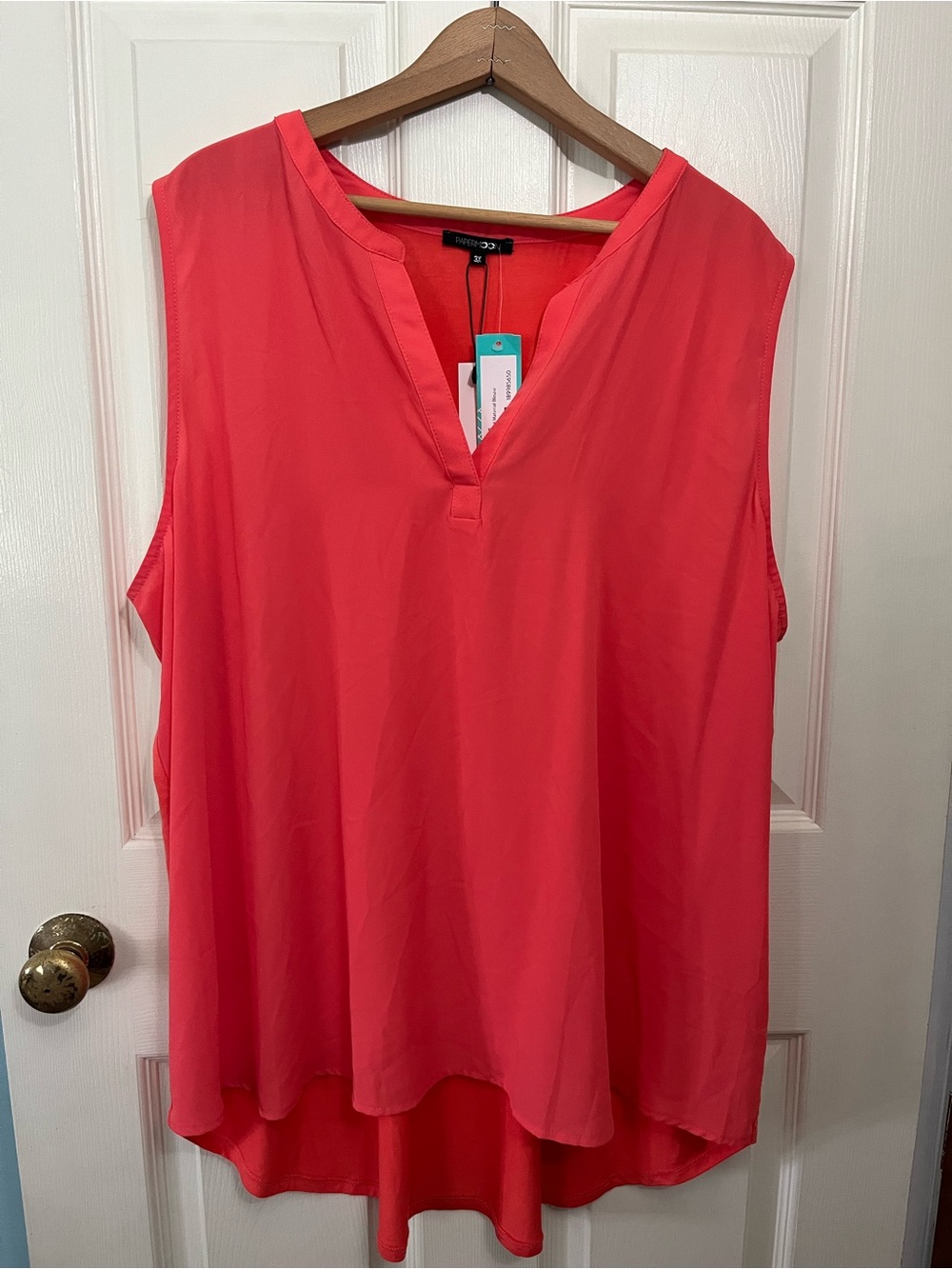 Papermoon New Fayette Mixed Material Sleeveless V Neck Blouse 3X